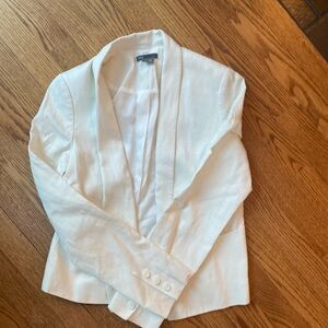 VINCE white Rustic Linen Cropped blazer